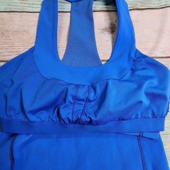 Lululemon Womens Small Blue Racerback Athletic Tank Top Built In Shelf Bra - Picture 4 of 6